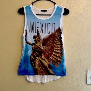 G by guess white blue and gold MEXICO tank size small (runs similar to a medium)